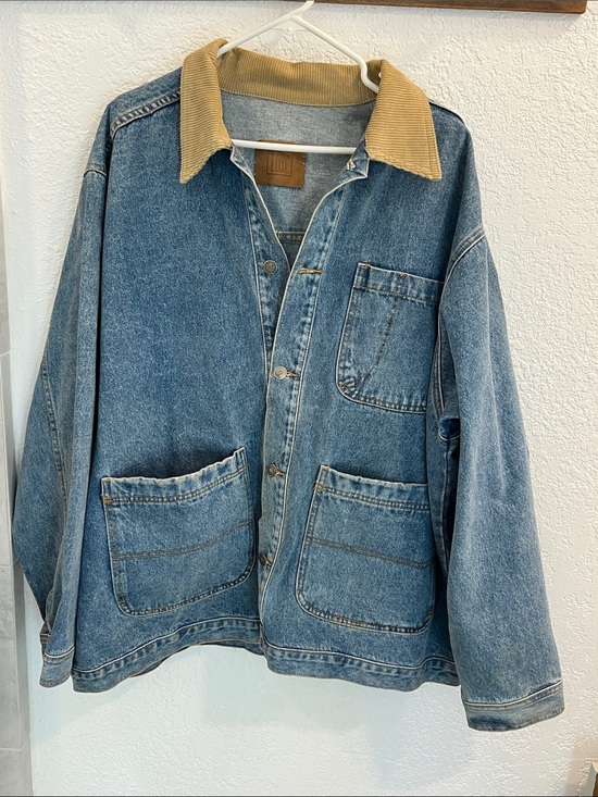 IOU Other - VTG 90s I.O.U. Denim Chore Jacket Barn Coat with Corduroy Collar
